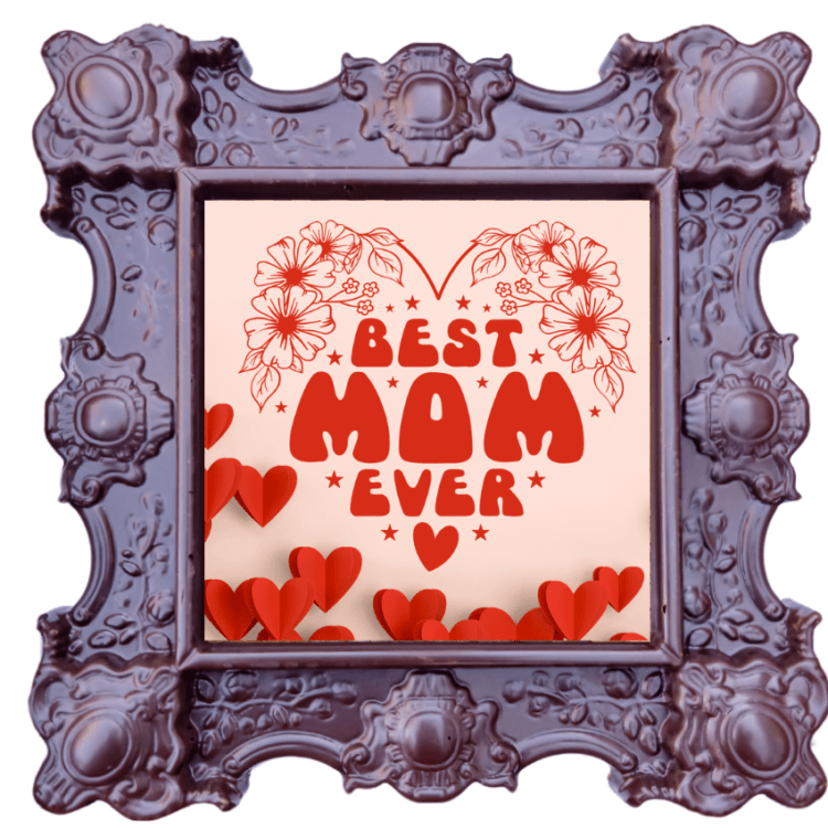 Mother's Day – Best Mom Ever (beige & red) - Unique chocolate gift